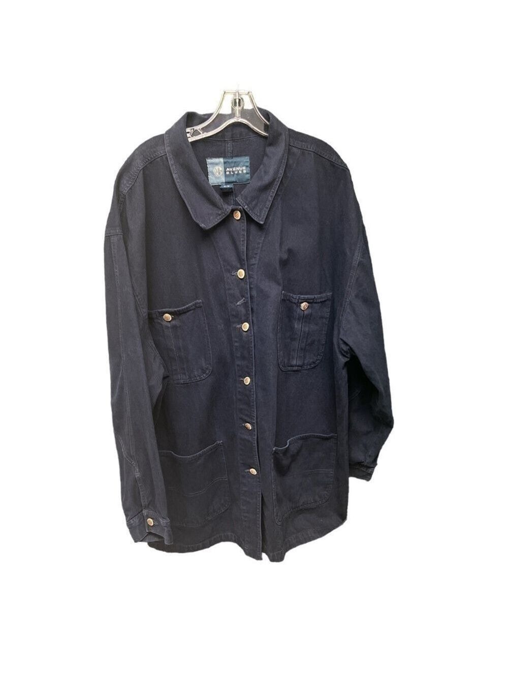 AVENUE Blues Jean Jacket Womens Plus Dark Blue Wash Stretch Size 22/24 (sk022)